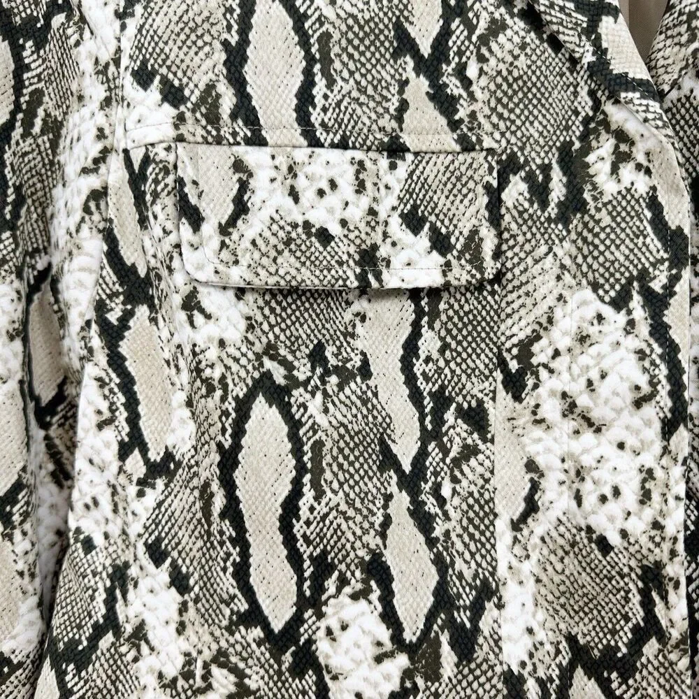 Jones New York Jacket Size 6 Womens Snakeskin‎ Front Zip Stretch Long Sleeve